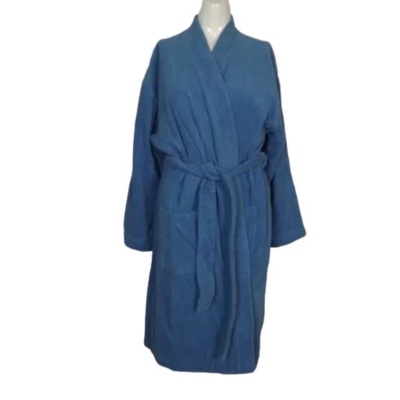MELSIMO Terrycloth Robe, M/L, LIGHT Blue, Long sleeve, Wrap front, matching belt - Picture 8 of 11